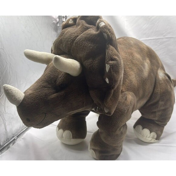 Vintage HugFun Dinosaur Dino Brown Triceratops 30” Plush Stuffed Animal Toy RARE - Picture 15 of 16